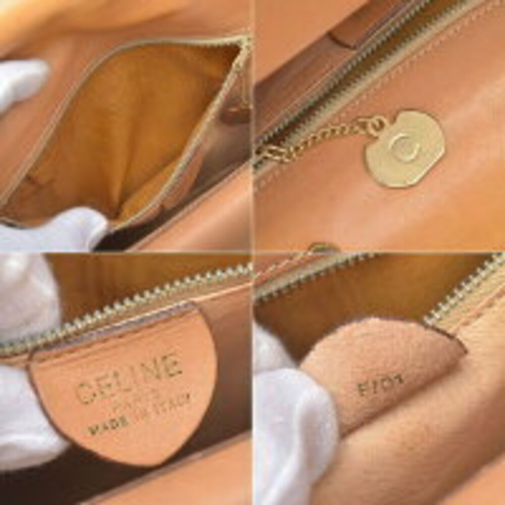 Celine Macadam handbag motif brown leather top handles globe - Picture 10 of 10